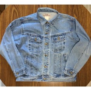 Wrangler Sz L Mens Rugged Wear Unlined Denim Jacket Jean Coat RJK30VI
